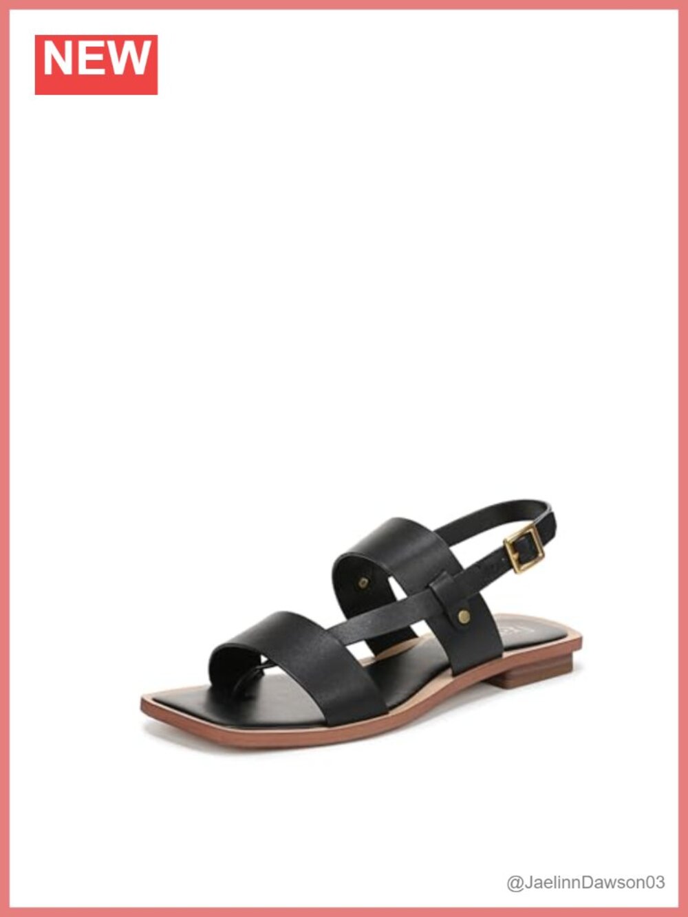 Women's Leather Flat Slingback Sandals Open Toe Adjustable Buckle